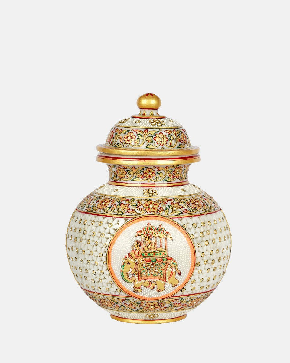 Handcrafted Fine Work Marble Pot — false