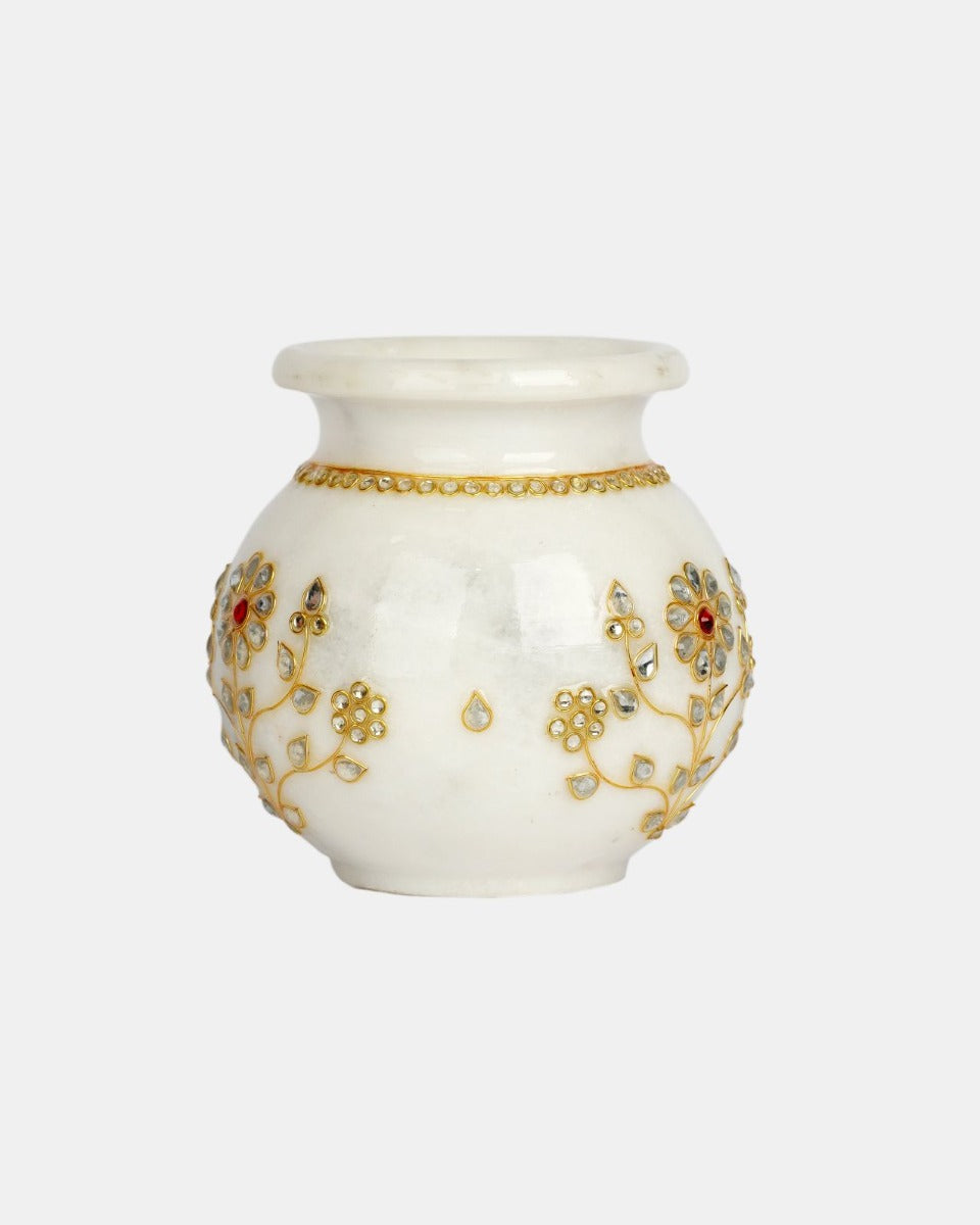 Marble Handcrafted Decorative Inlay Pot — false