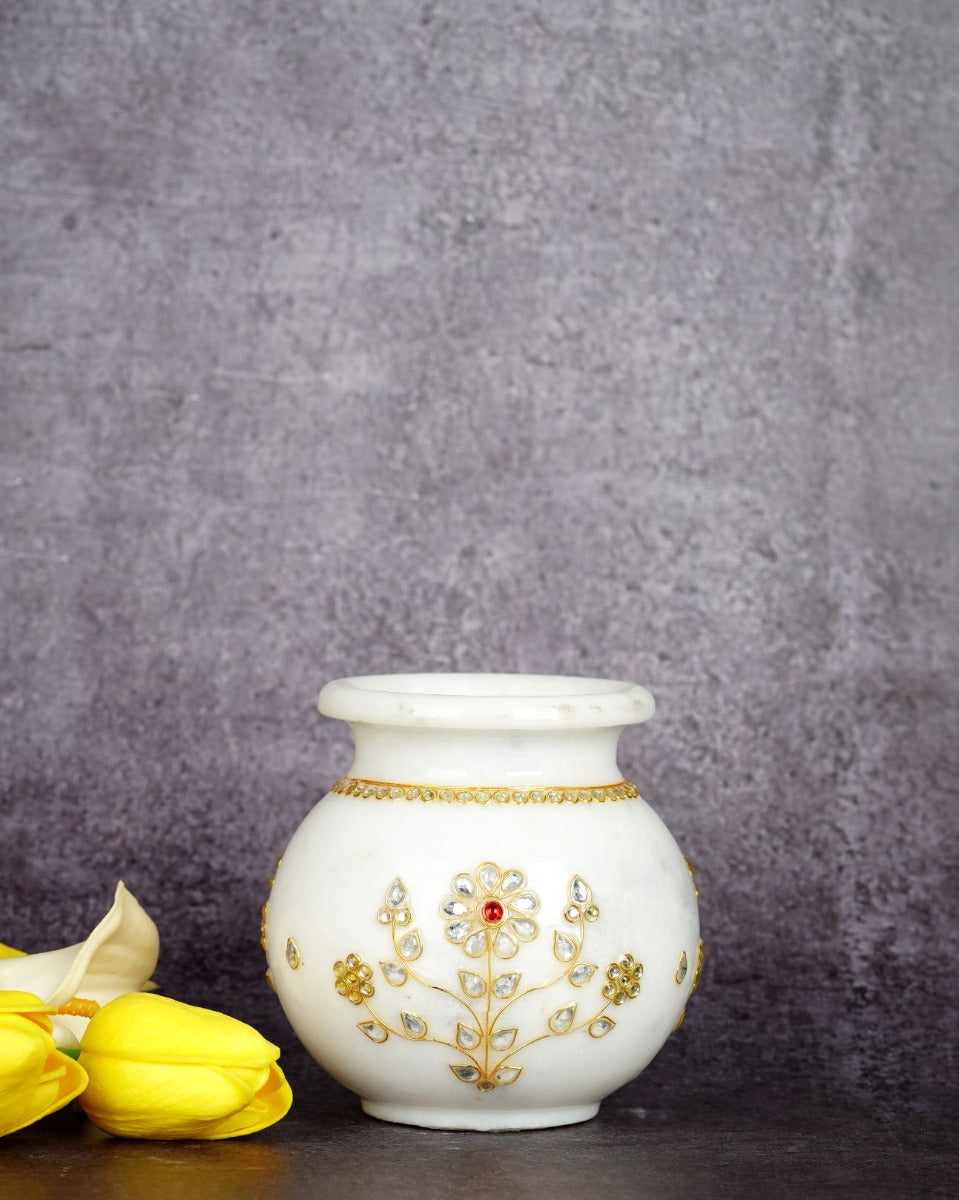 Marble Handcrafted Decorative Inlay Pot — false