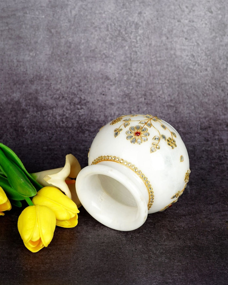 Marble Handcrafted Decorative Inlay Pot — false