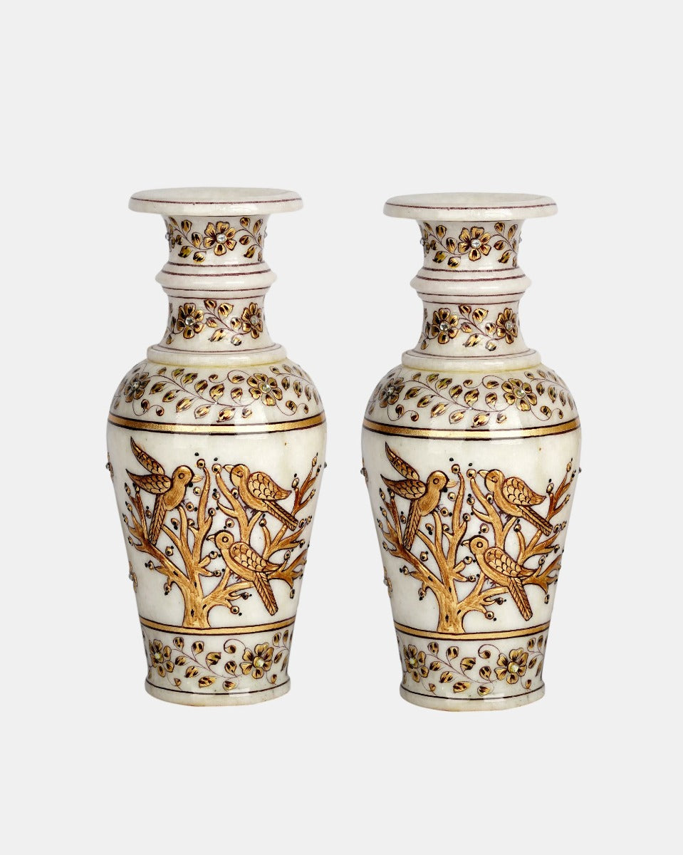 Marble Handcrafted Gold Inlay Vase — false