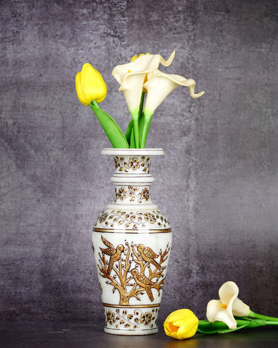 Marble Handcrafted Gold Inlay Vase — false
