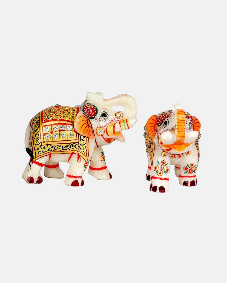 Marble Handcrafted Elephant Set of 2 — false