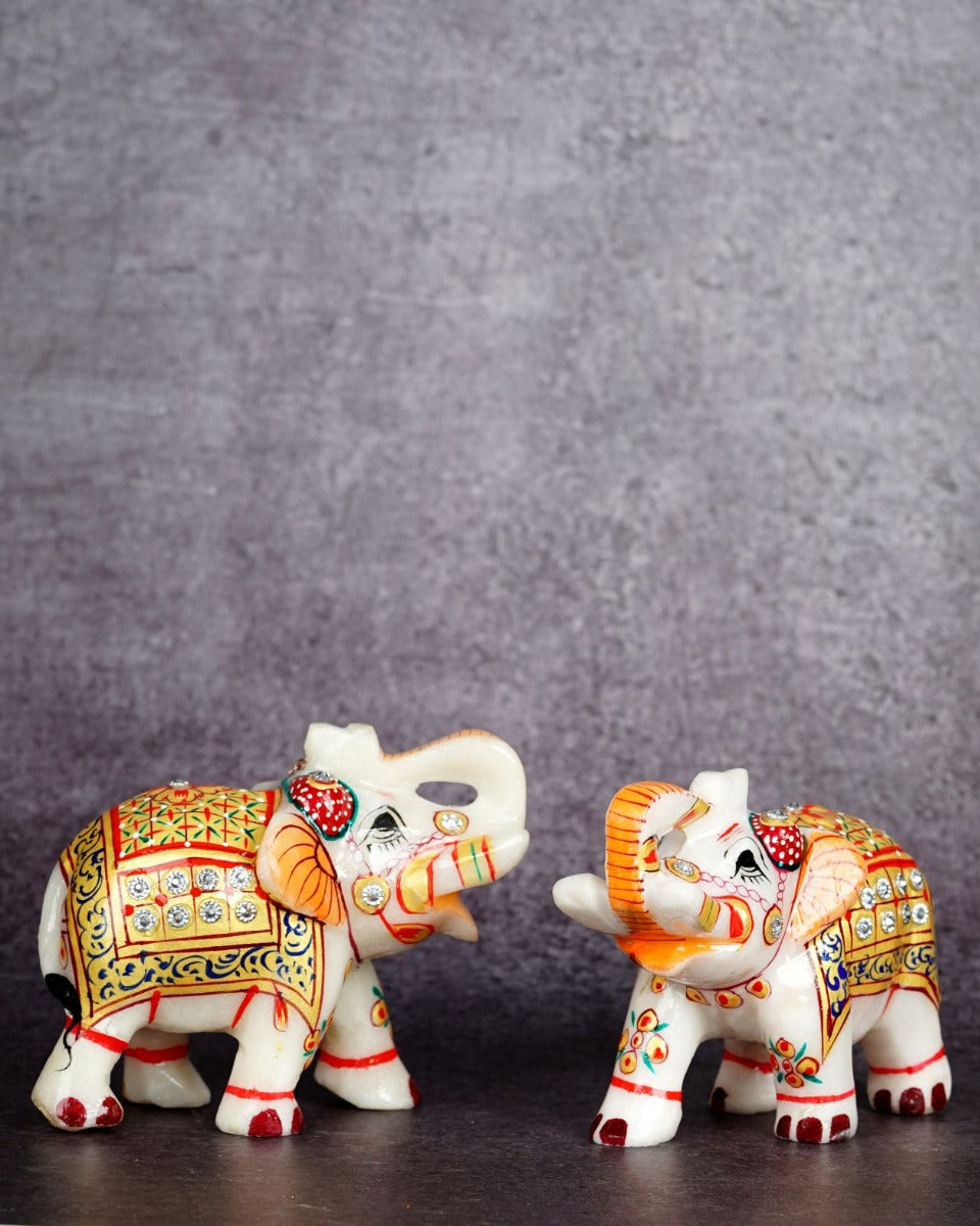 Marble Handcrafted Elephant Set of 2 — false