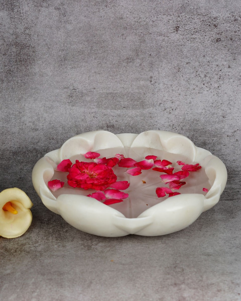 Handcrafted White Marble Urli — false