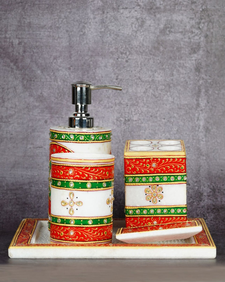 Marble Handcrafted Bathroom Accessories Set — false