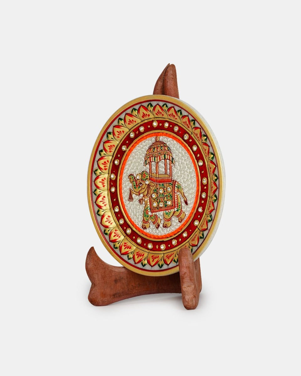 Marble Handcrafted Meenakari Work Plate — false