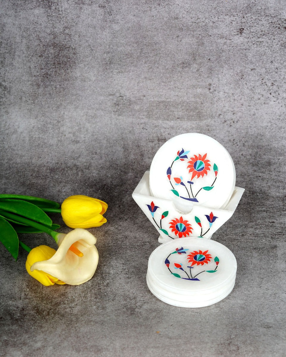 Marble Handcrafted Inlay Coasters — false