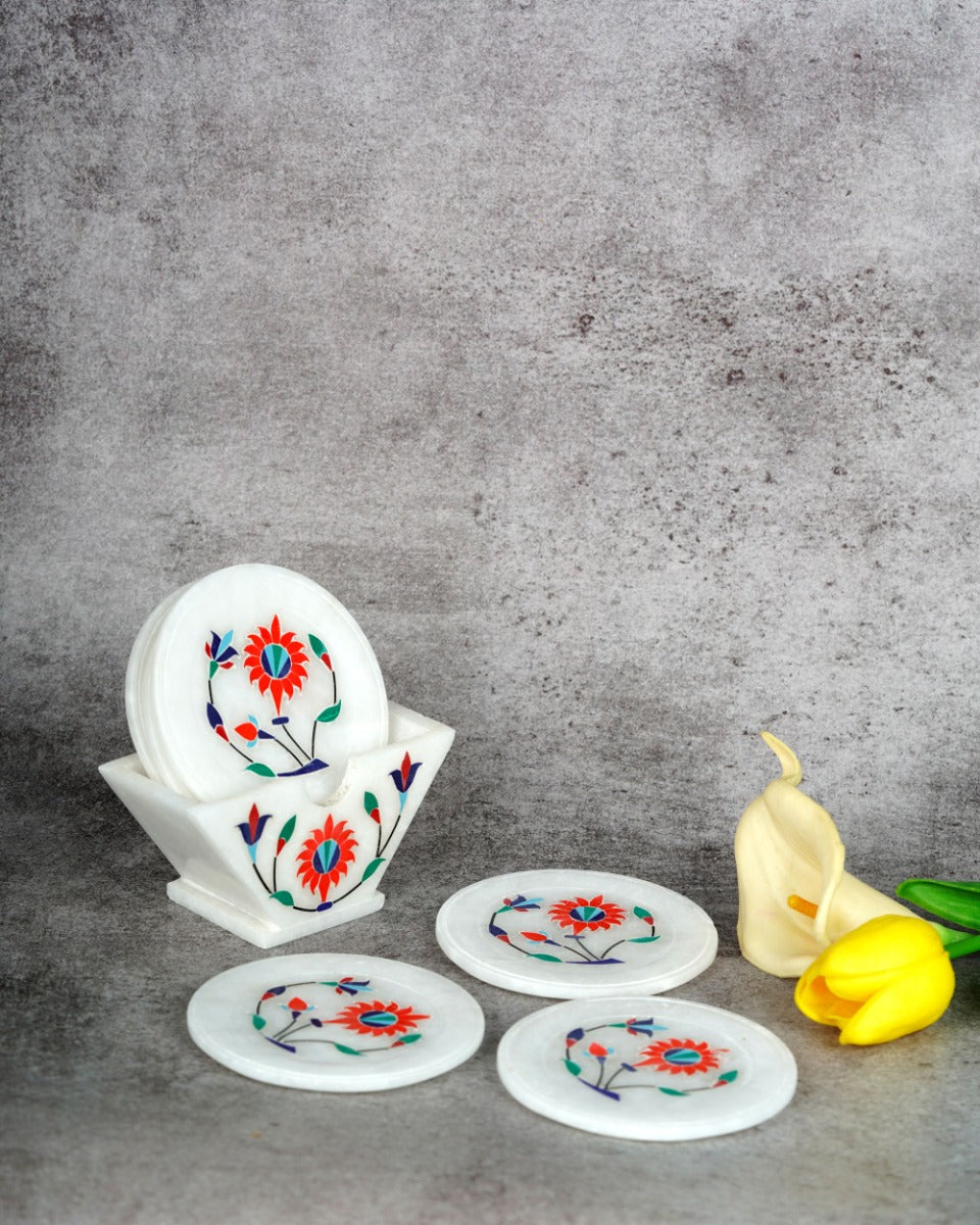 Marble Handcrafted Inlay Coasters — false
