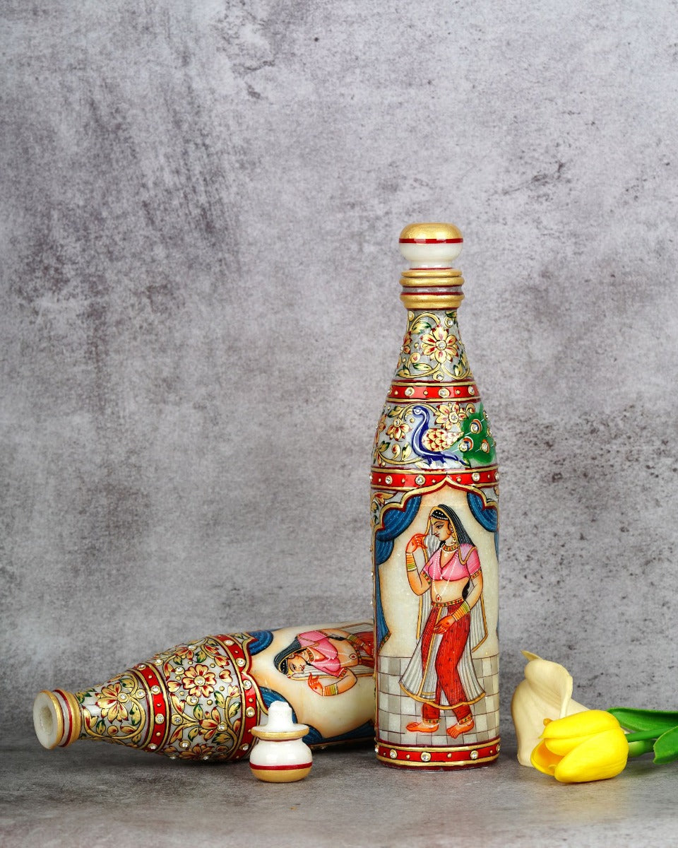 Marble Handcrafted Decorative Bottle Set of 2 — false