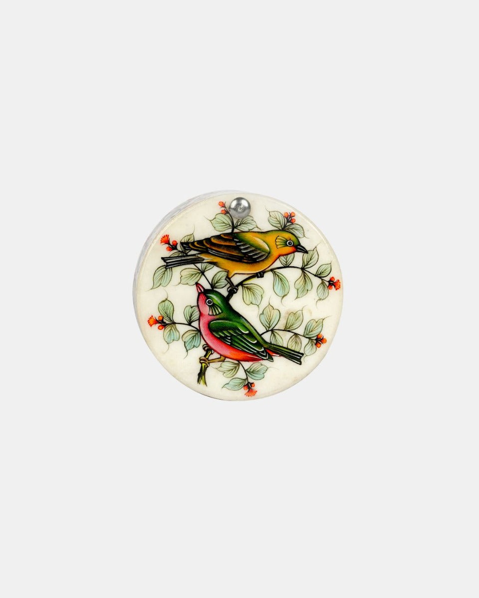 Hand Carved Marble Inlay Container with Partition — false