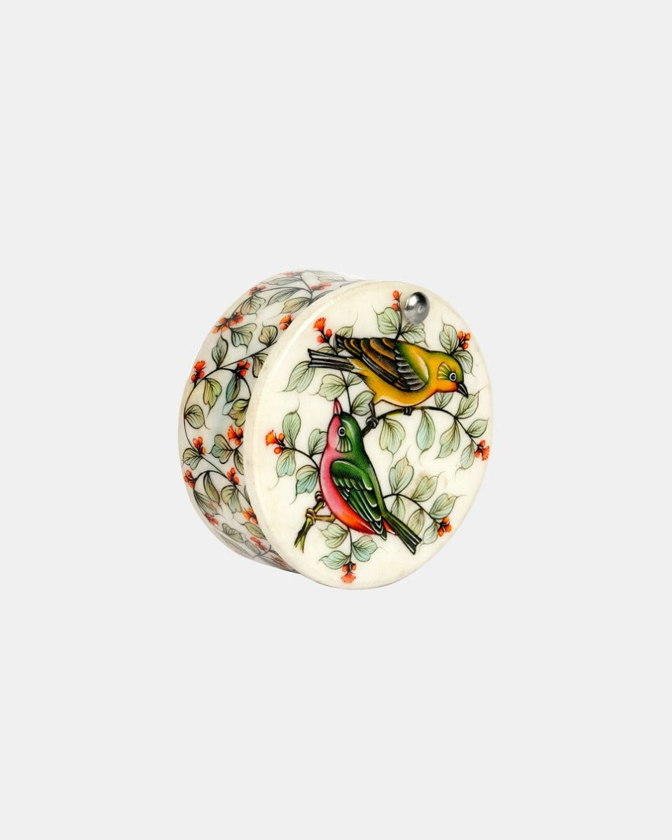 Hand Carved Marble Inlay Container with Partition — false