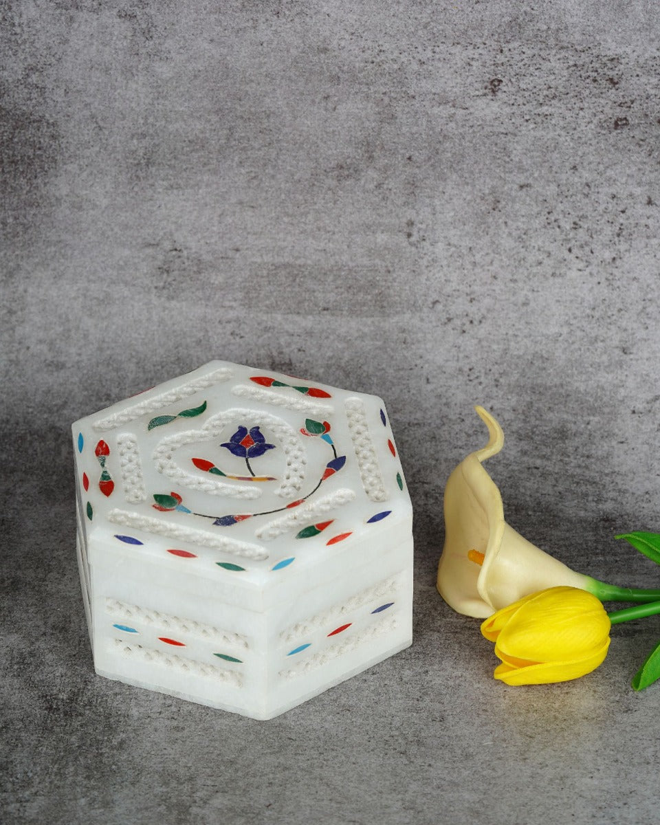Marble Handcrafted Inlay Utility Box — false