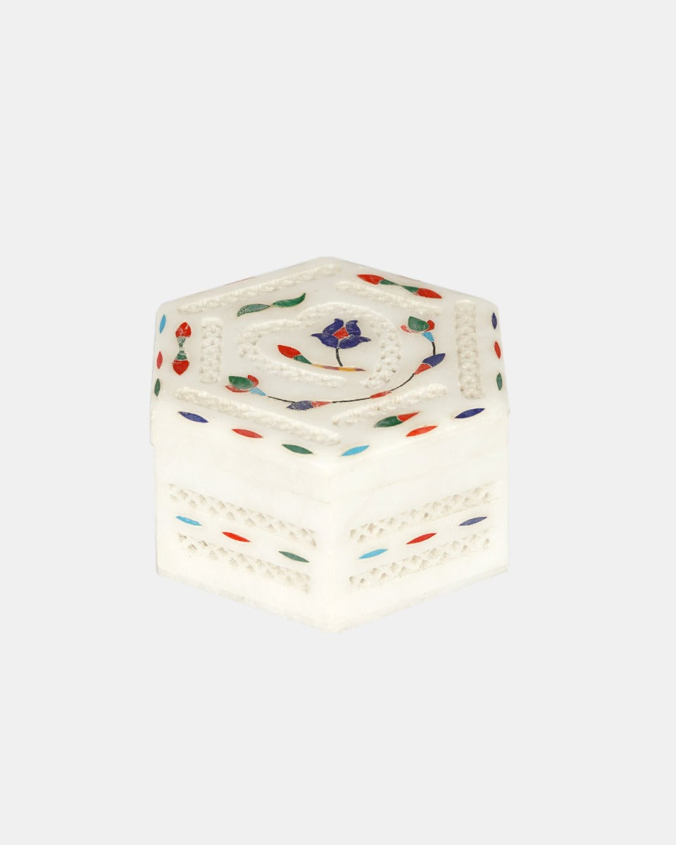 Marble Handcrafted Inlay Utility Box — false