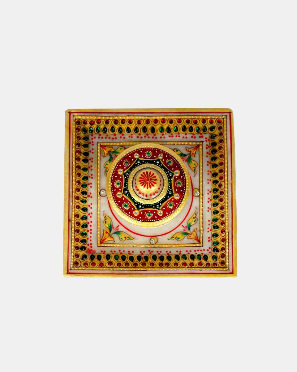 Marble Handcrafted Container Box with Tray — false
