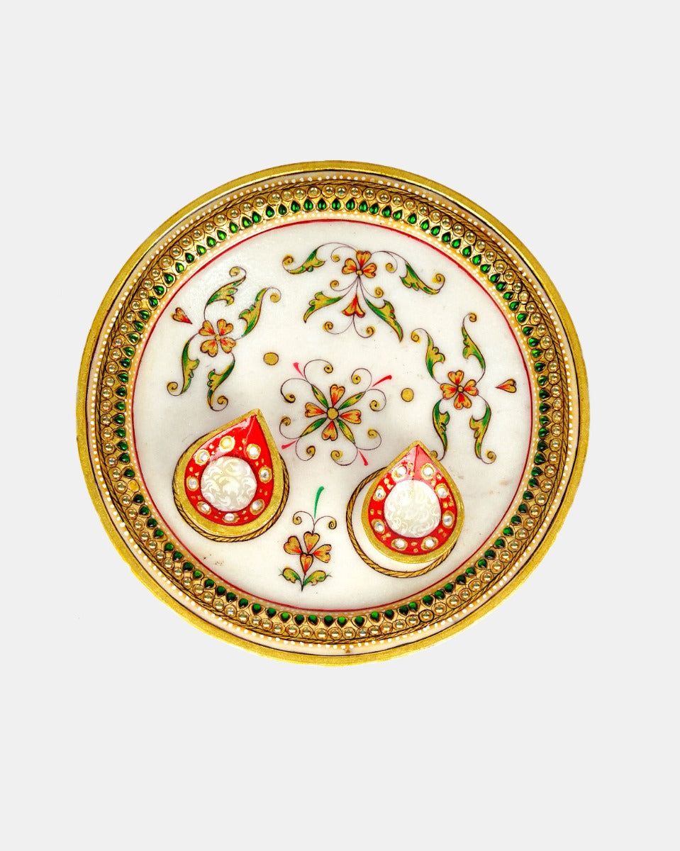Handcrafted Marble Puja Thali — false