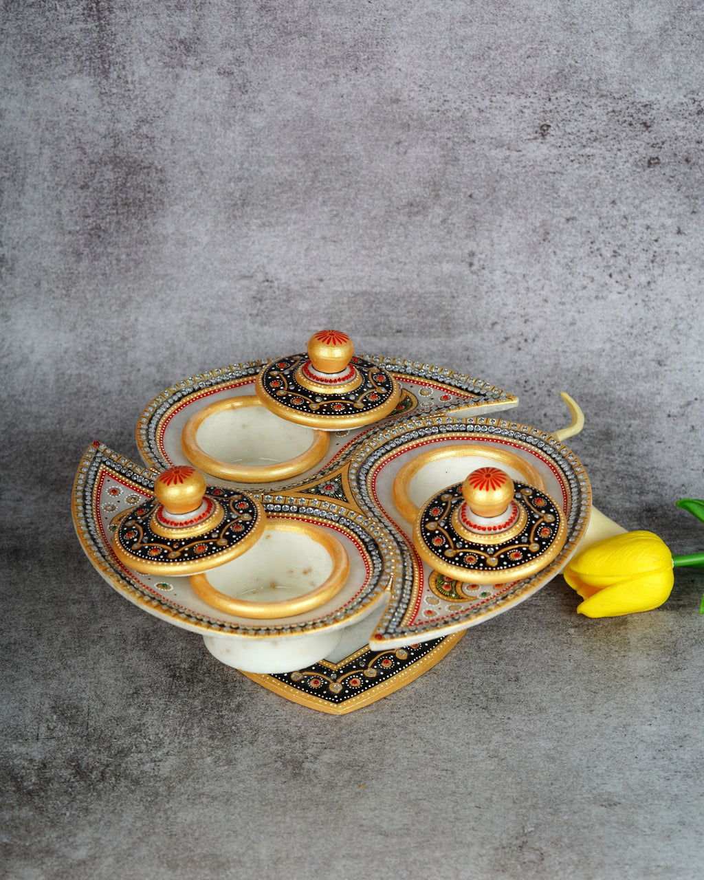Handcrafted Marble Bowls with Stand — 9 inch