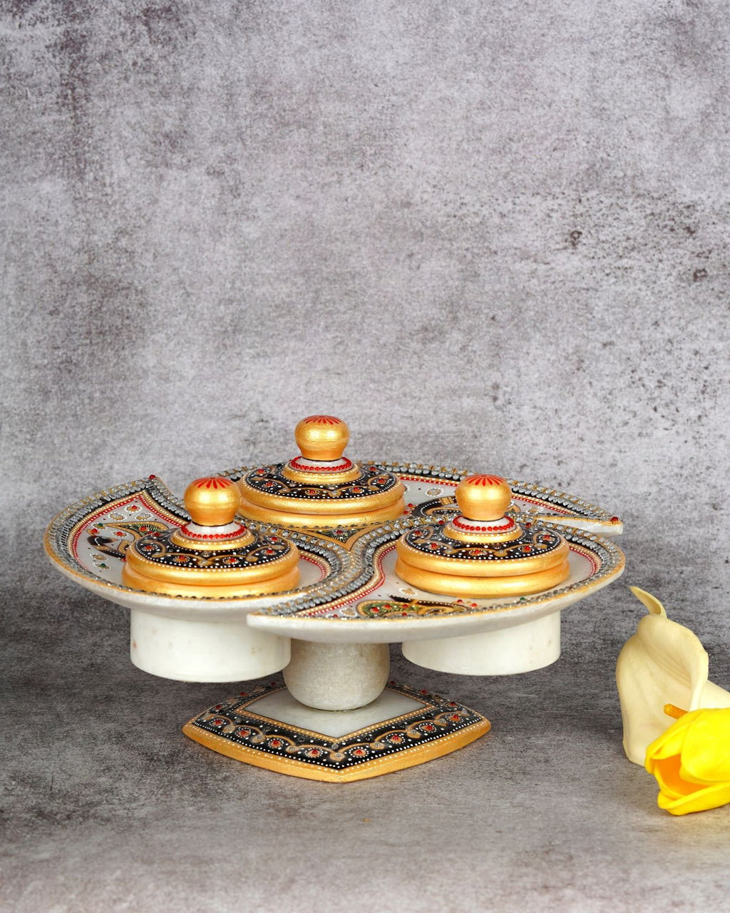 Handcrafted Marble Bowls with Stand — 11 inch