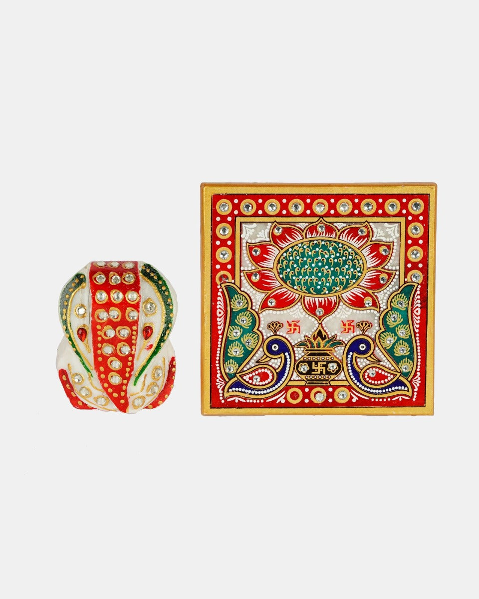 Marble Handcrafted Chowki Ganesha — false