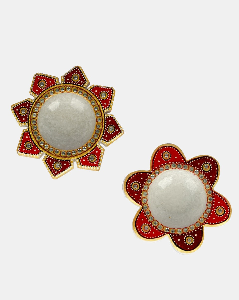Handcrafted Marble Diyas- Set of 2 — false