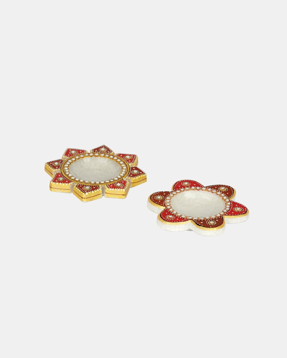 Handcrafted Marble Diyas- Set of 2 — false