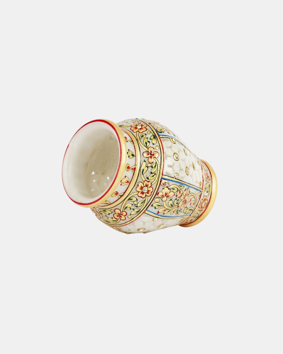 Marble Handcrafted Meenakari Work Vase 1pc — false