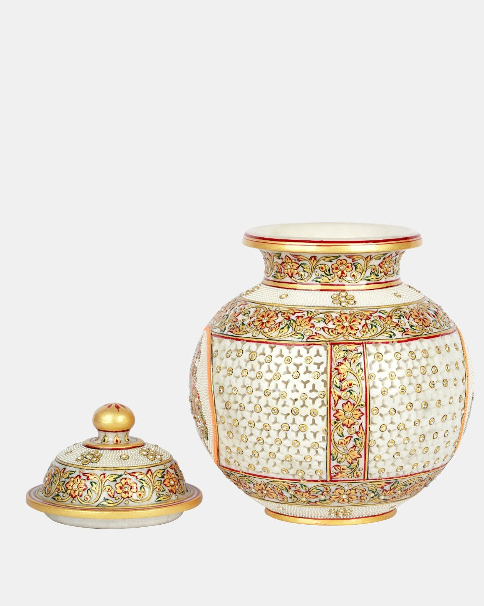 Handcrafted Fine Work Marble Pot — false