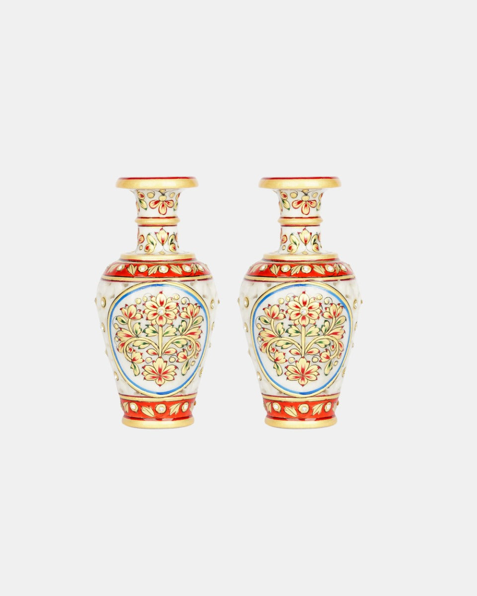 Marble Handcrafted Decorative Meenakari Work Vase — false