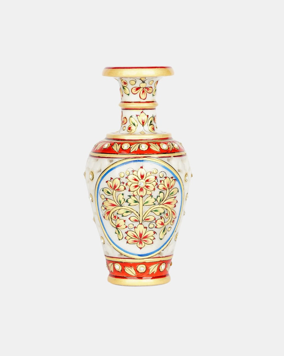 Marble Handcrafted Decorative Meenakari Work Vase — false