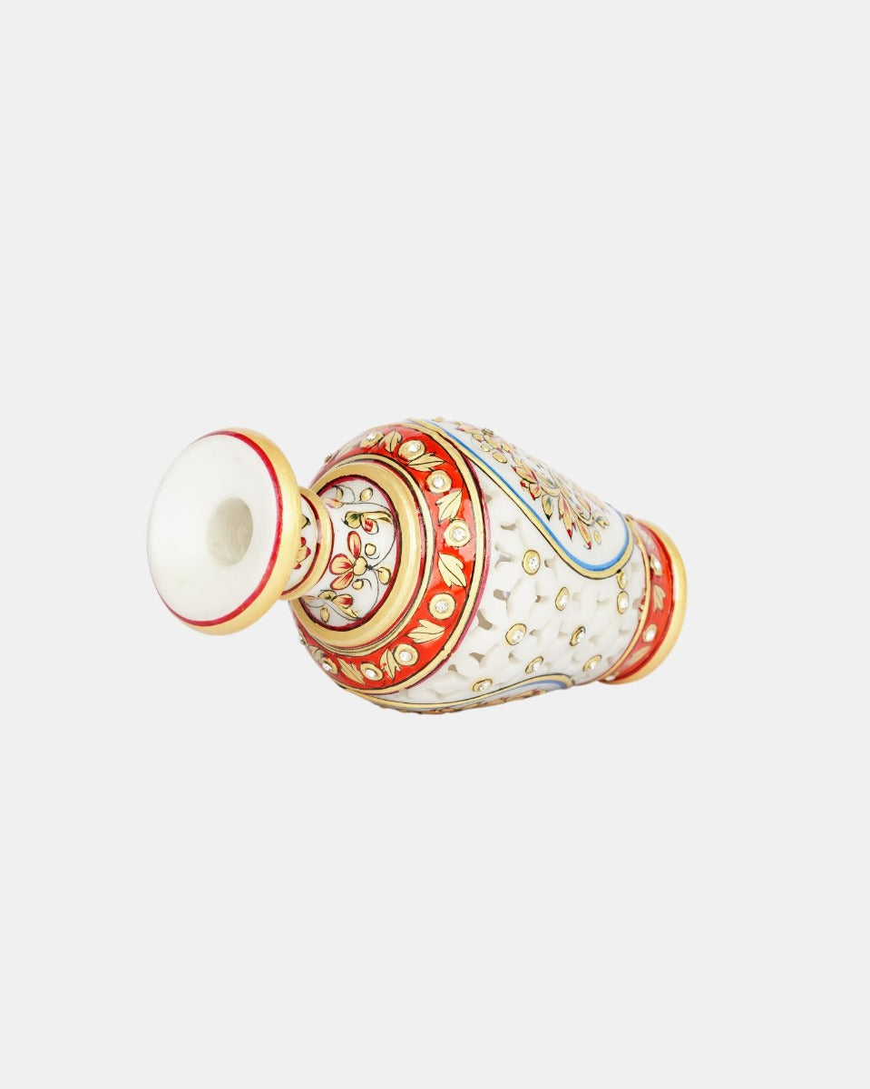 Marble Handcrafted Decorative Meenakari Work Vase — false