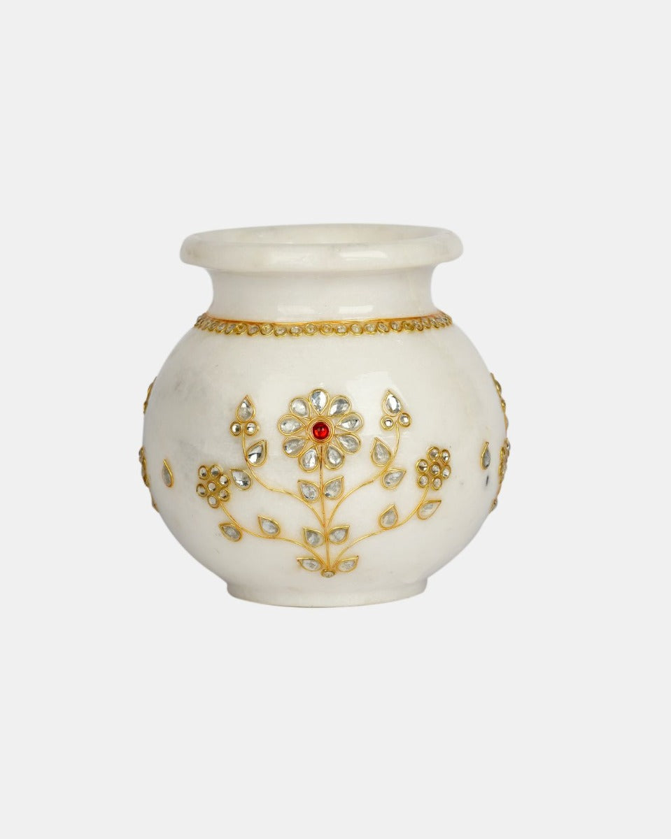 Marble Handcrafted Decorative Inlay Pot — false