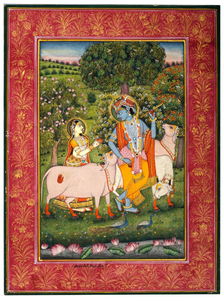 Radha krishan miniature painting (unframed) — false