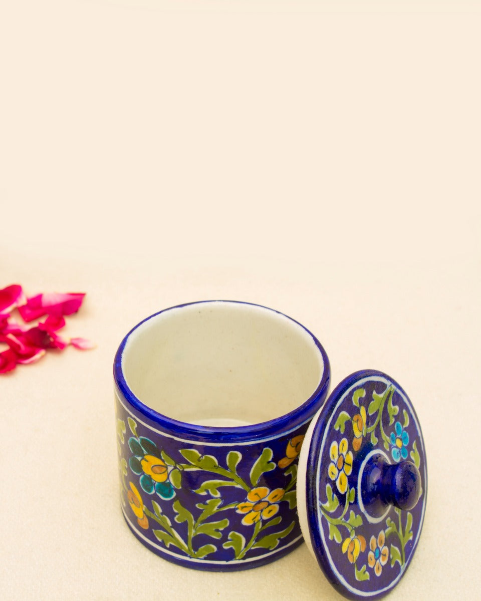 Blue Pottery - Multi-Purpose Utility Jar in Yellow Floral Design — false