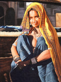 Sitting Lady Canvas Painting (unframed) — false