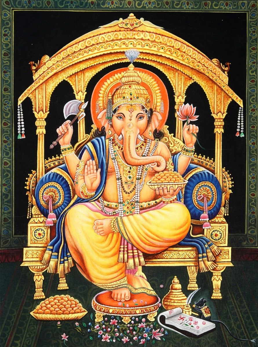Lord Ganesha Canvas Painting (unframed) — false