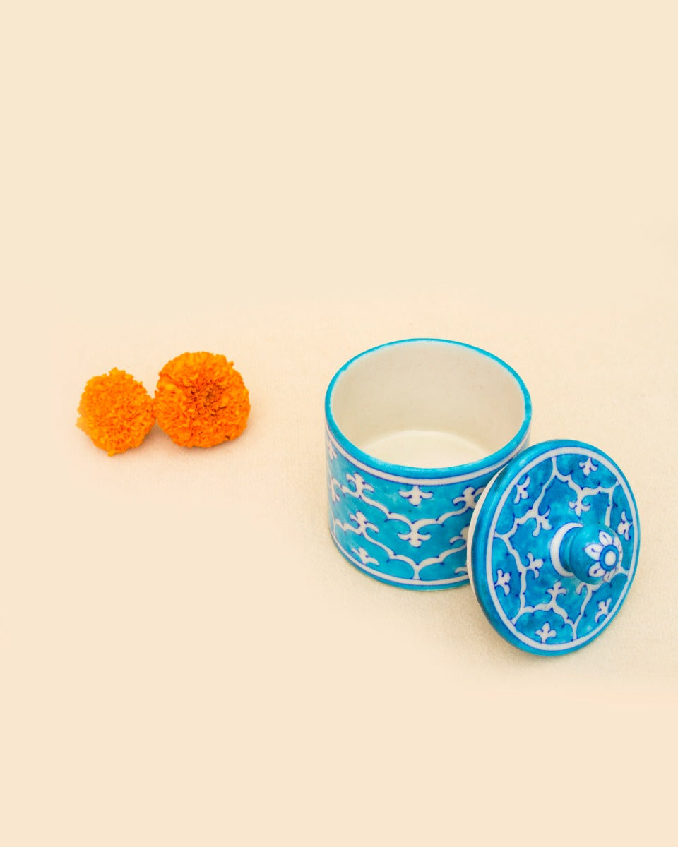 Blue Pottery - Handcrafted Sky Blue Cotton Jar — false