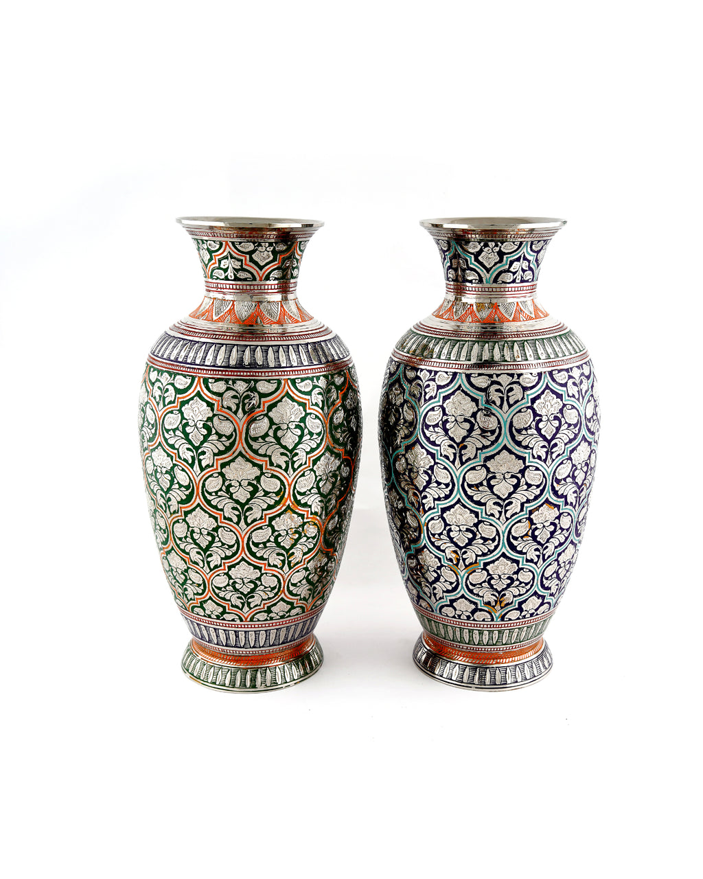 Handcrafted Jaipuri Design Flower Vase — 6 inch, Blue