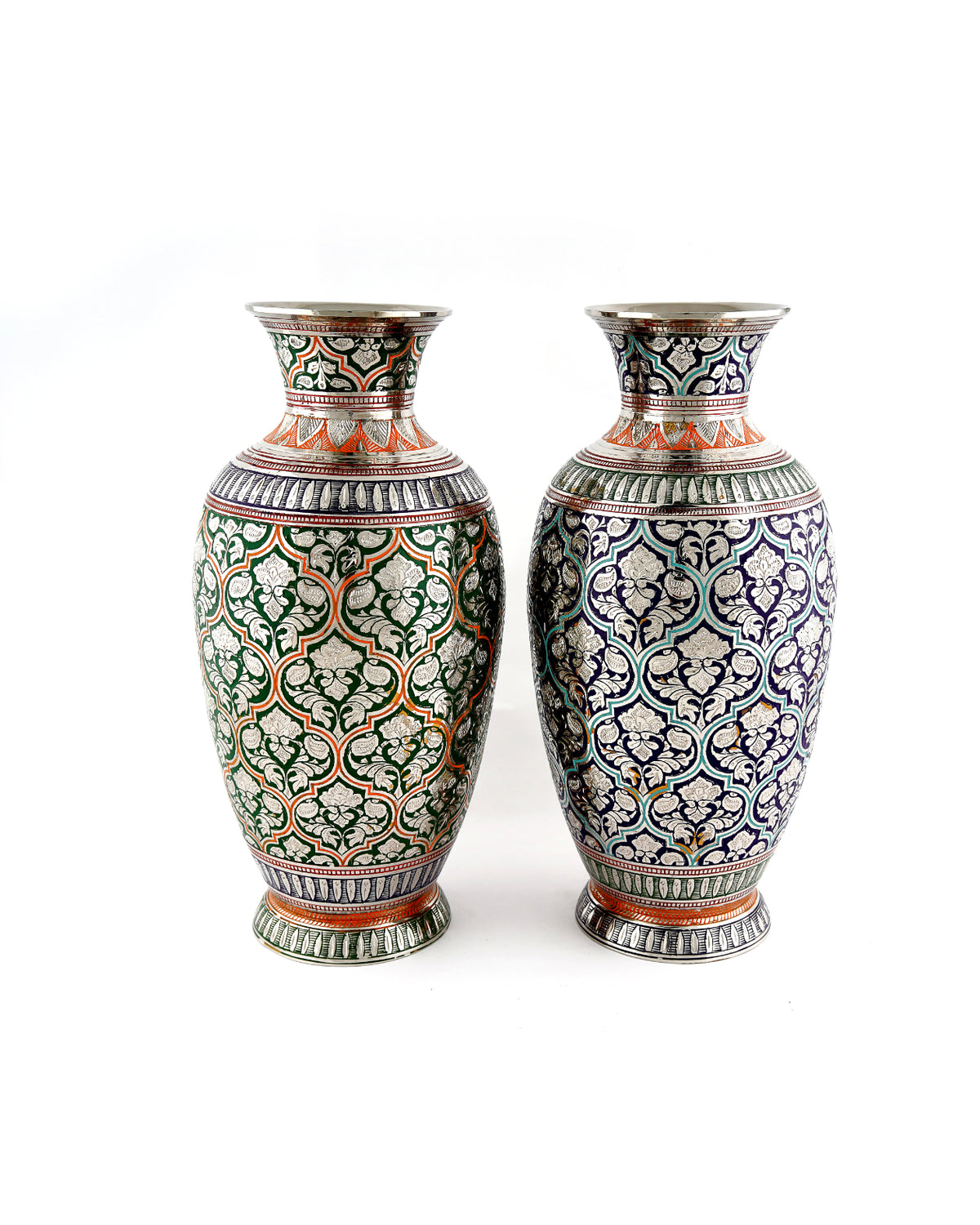 Handcrafted Jaipuri Design Flower Vase — 6 inch, Blue