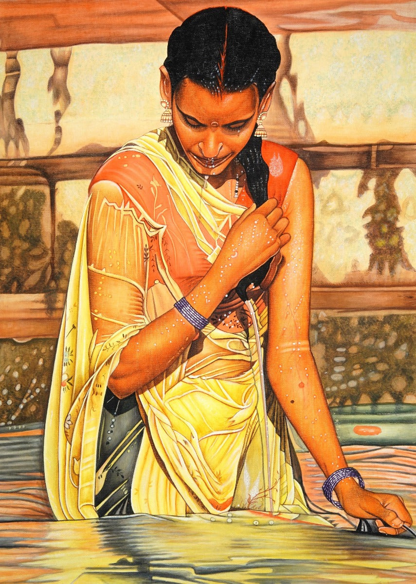 Bathing Lady Canvas Painting (unframed) — false