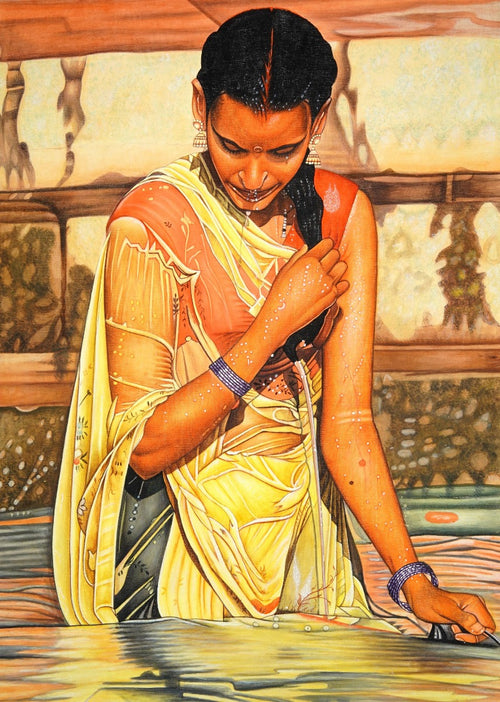 Bathing Lady Canvas Painting (unframed) — false