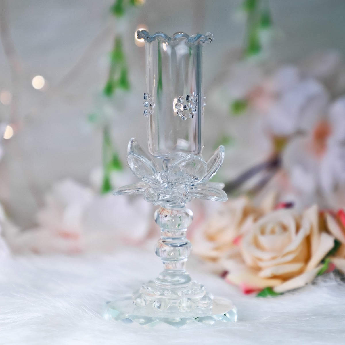 Crystal Handcrafted Candle Holder- Lotus Base — false