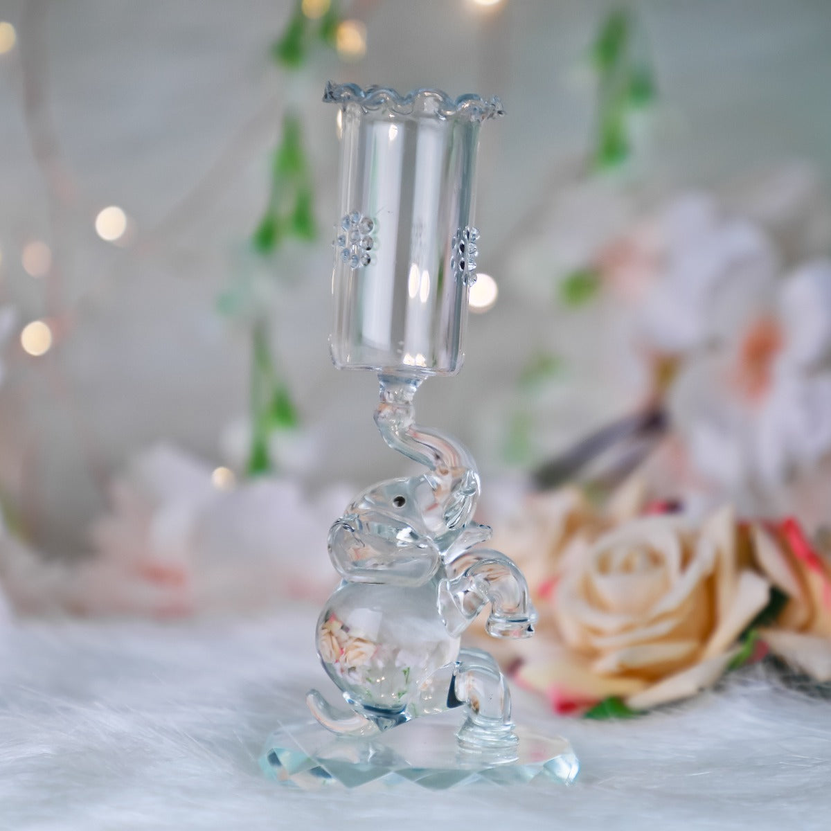 Crystal Handcrafted Candle Holder- Elephant Base — false