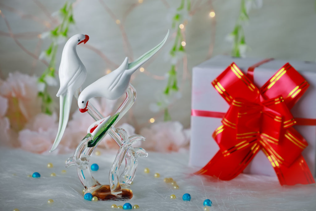 Crystal Handcrafted Opal Glass Parrots — false