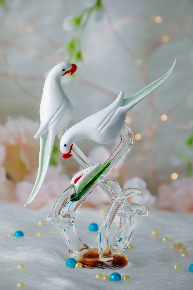 Crystal Handcrafted Opal Glass Parrots — false