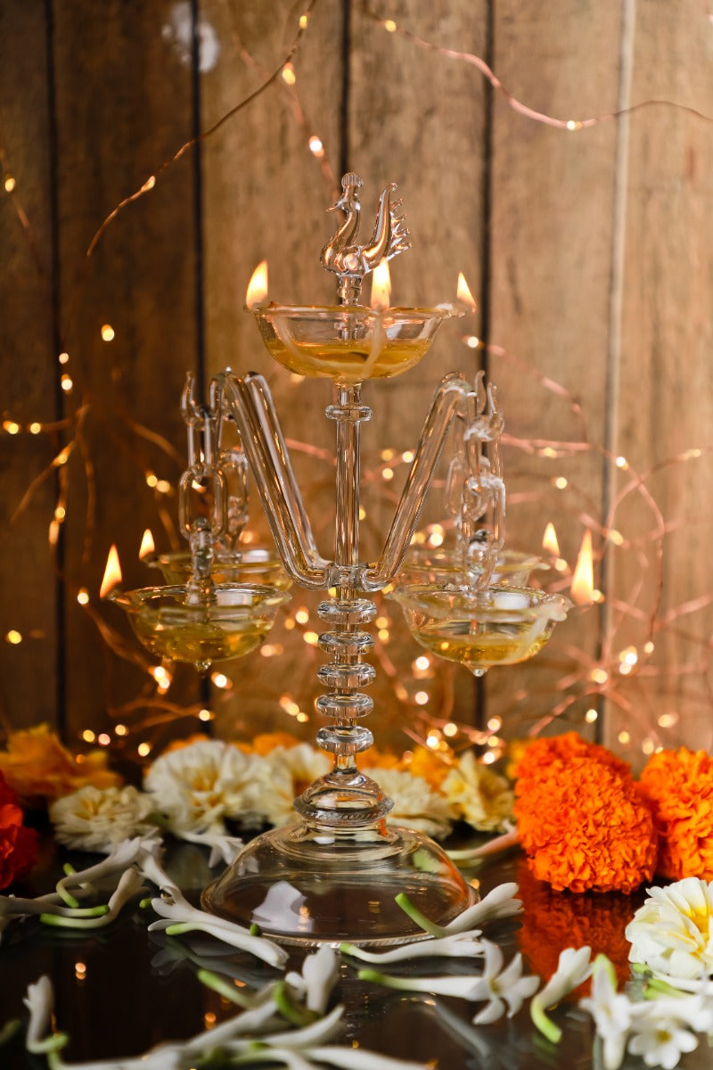 Crystal Handcrafted Four Sided Swinging Oil Lamp — false