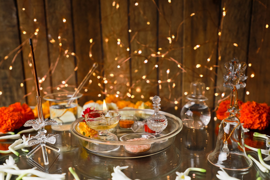 Crystal Handcrafted Puja Thali Set — false