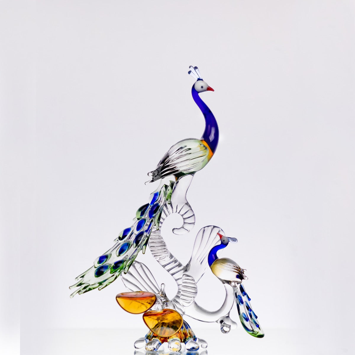Crystal Handcrafted Peacock and Peachick — false