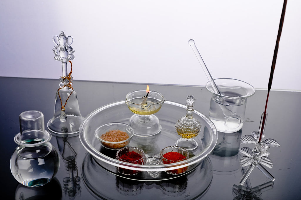 Crystal Handcrafted Puja Thali Set — false