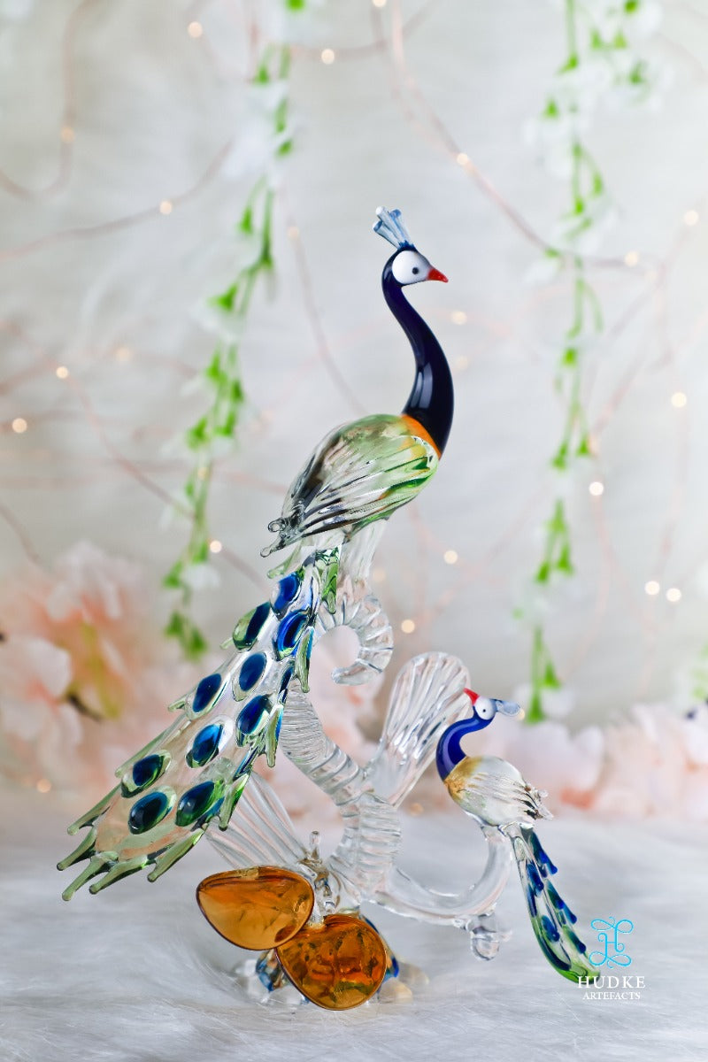 Crystal Handcrafted Peacock and Peachick — false