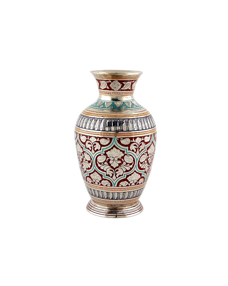 Brass Handcrafted Flower Vase — 6 inch, Dark Red